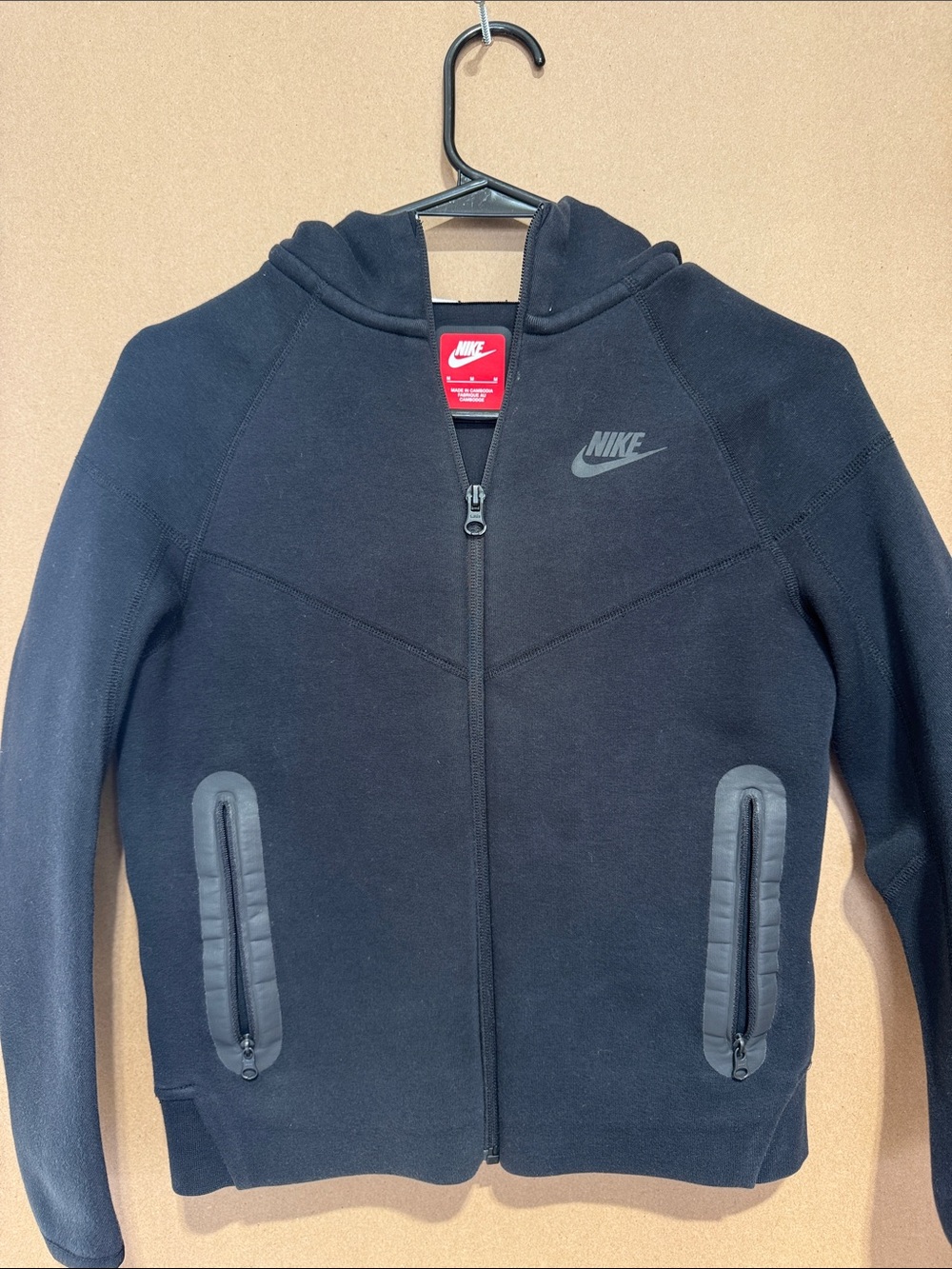 Nike Tech Kids Black Full-Zip Hooded Sweatshirt